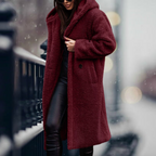 Women's Fluffy Hooded Winter Coat – Longline Cold Weather Jacket