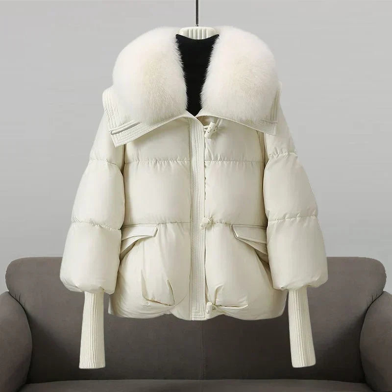 Women's Fur Collar Puffer Jacket – Longline Quilted Winter Jacket
