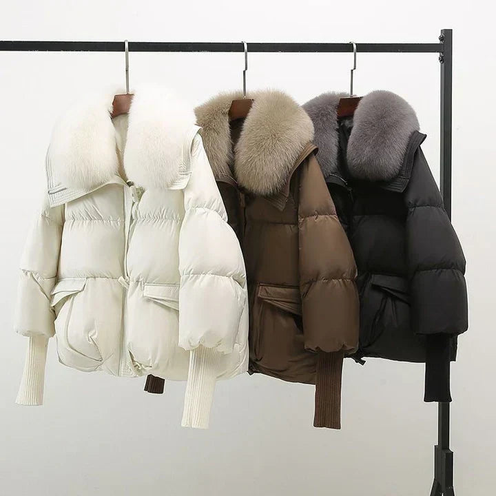 Women's Fur Collar Puffer Jacket – Longline Quilted Winter Jacket