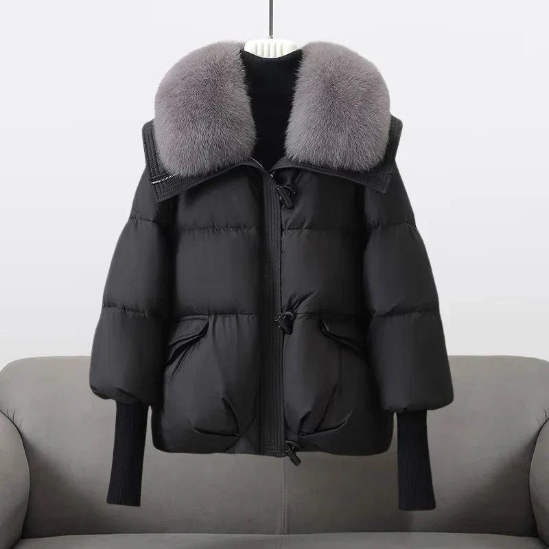 Women's Fur Collar Puffer Jacket – Longline Quilted Winter Jacket