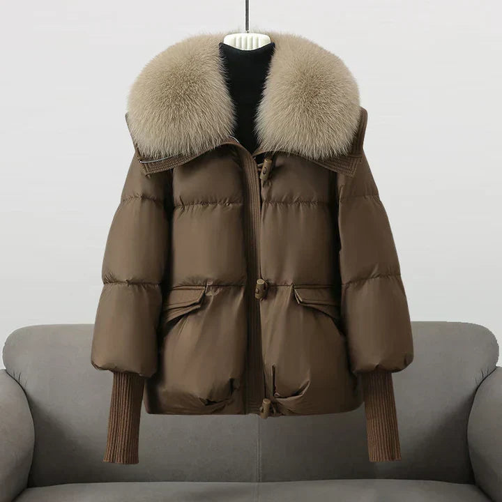 Women's Fur Collar Puffer Jacket – Longline Quilted Winter Jacket