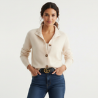 Women's Longline Button Cardigan – Oversized Ribbed Layering Cardigan