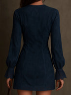 Women's Suede Look Mini Dress – Lace Trim Dress