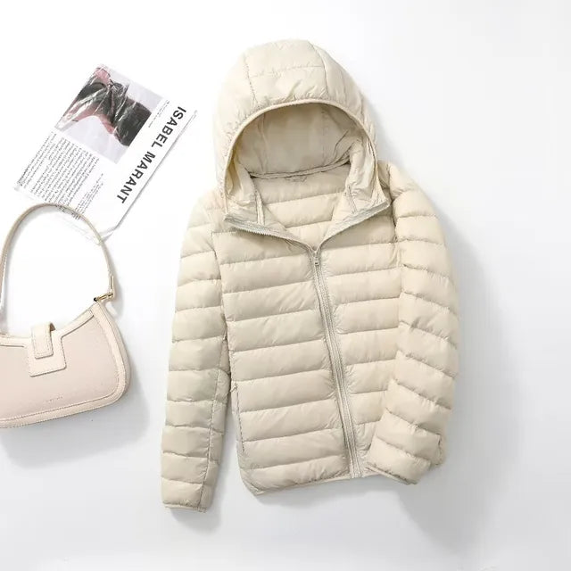 Women's Packable Down Coat – Ultra-Light Hooded Puffer