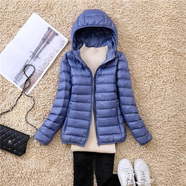 Women's Packable Down Coat – Ultra-Light Hooded Puffer