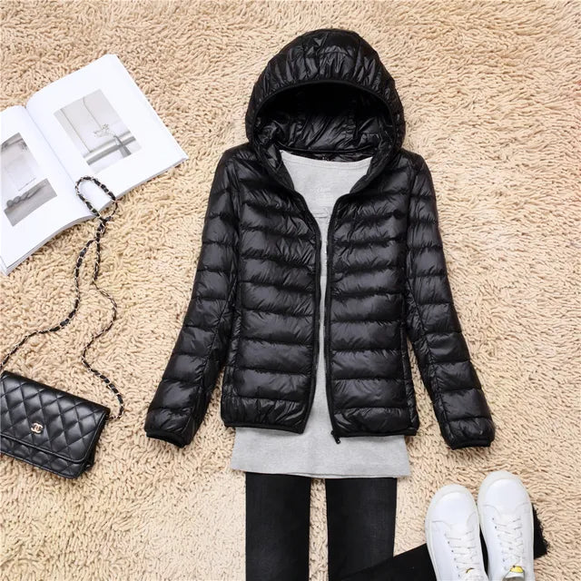 Women's Packable Down Coat – Ultra-Light Hooded Puffer