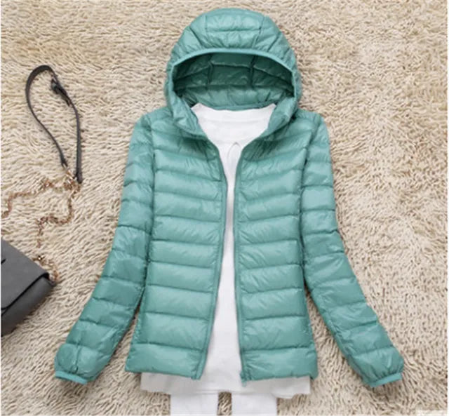 Women's Packable Down Coat – Ultra-Light Hooded Puffer