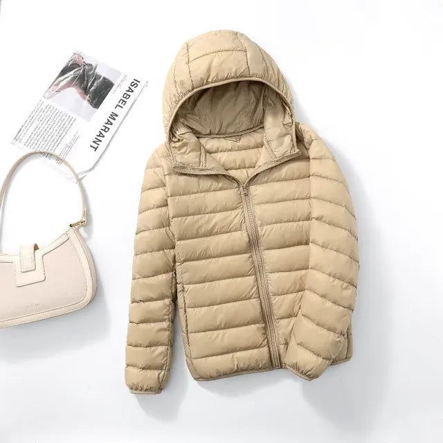 Women's Packable Down Coat – Ultra-Light Hooded Puffer