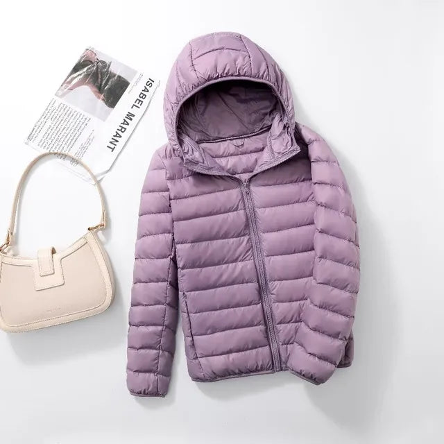Women's Packable Down Coat – Ultra-Light Hooded Puffer