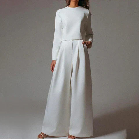 Women's Wide Leg Pants Set – Tailored Straight Top Two Piece Set