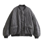 Women's Quilted Bomber Jacket – Oversized Zip-Up Jacket