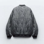 Women's Quilted Bomber Jacket – Oversized Zip-Up Jacket