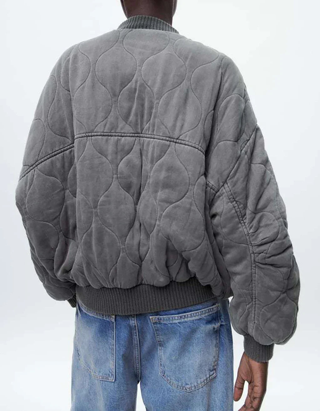 Women's Quilted Bomber Jacket – Oversized Zip-Up Jacket