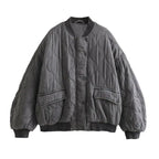 Women's Quilted Bomber Jacket – Oversized Zip-Up Jacket