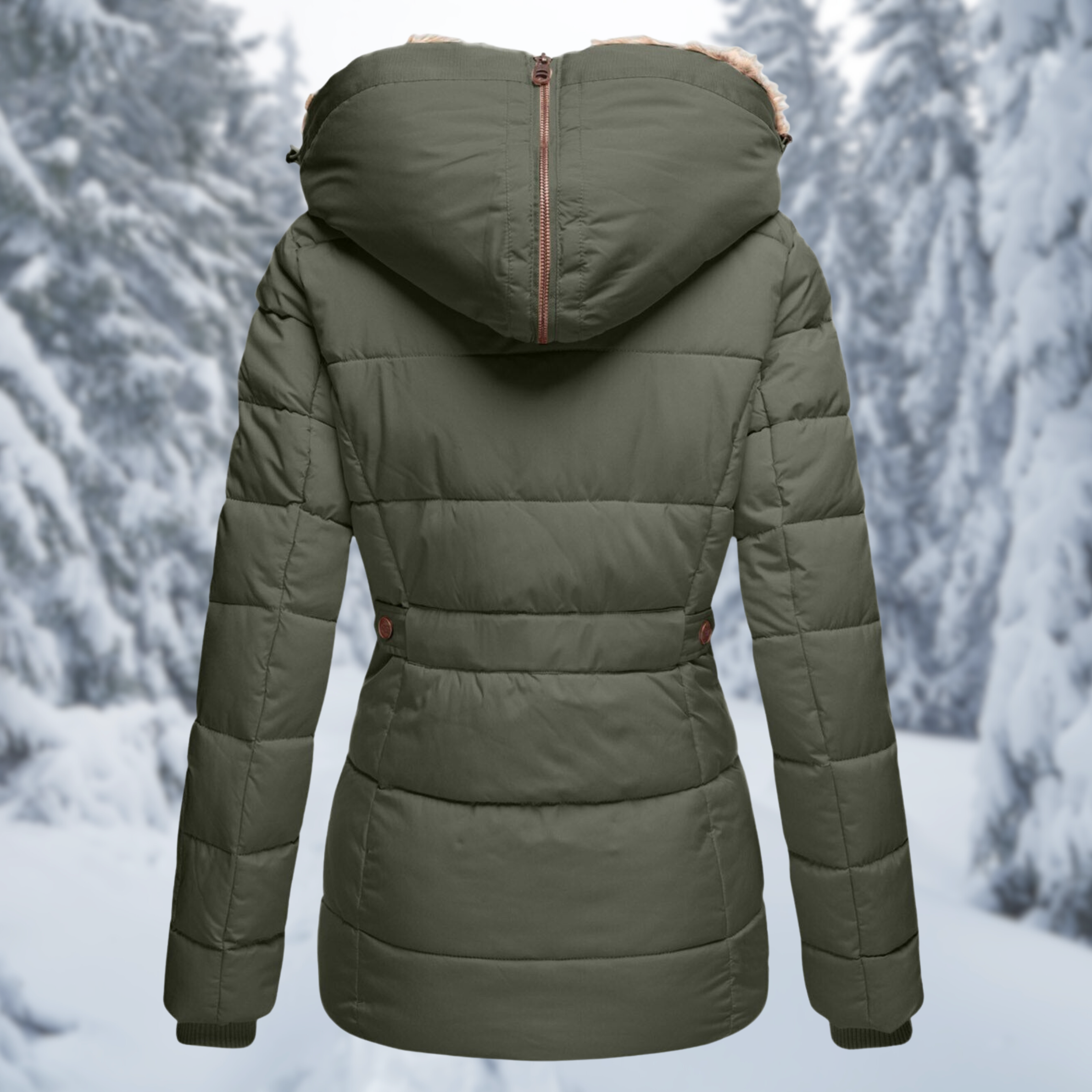 Women's Fleece Lined Hooded Jacket – Fur Hood Cold Weather Winter Coat