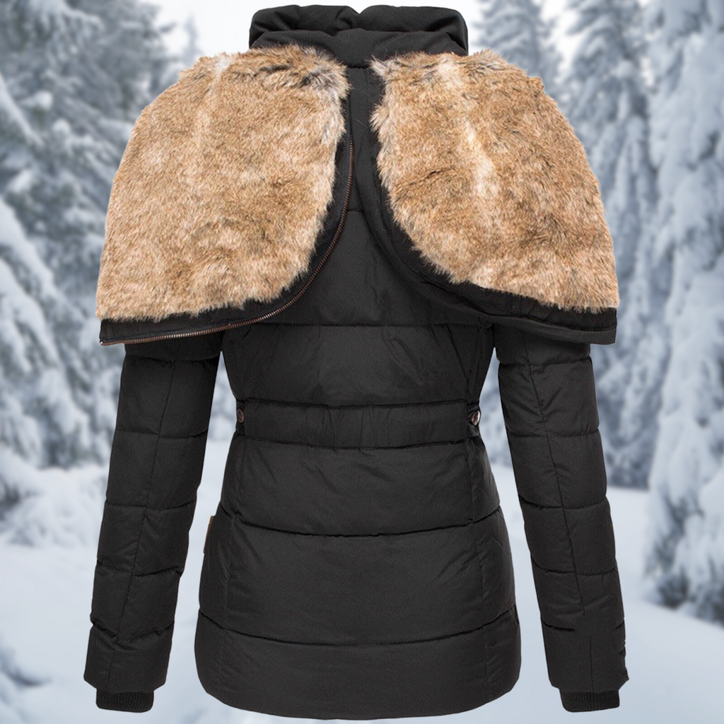 Women's Fleece Lined Hooded Jacket – Fur Hood Cold Weather Winter Coat
