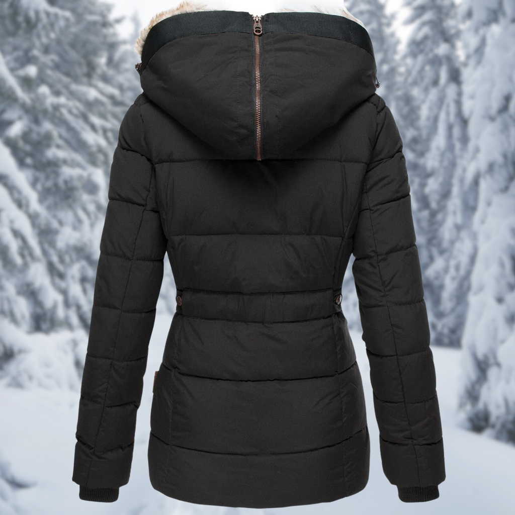 Women's Fleece Lined Hooded Jacket – Fur Hood Cold Weather Winter Coat