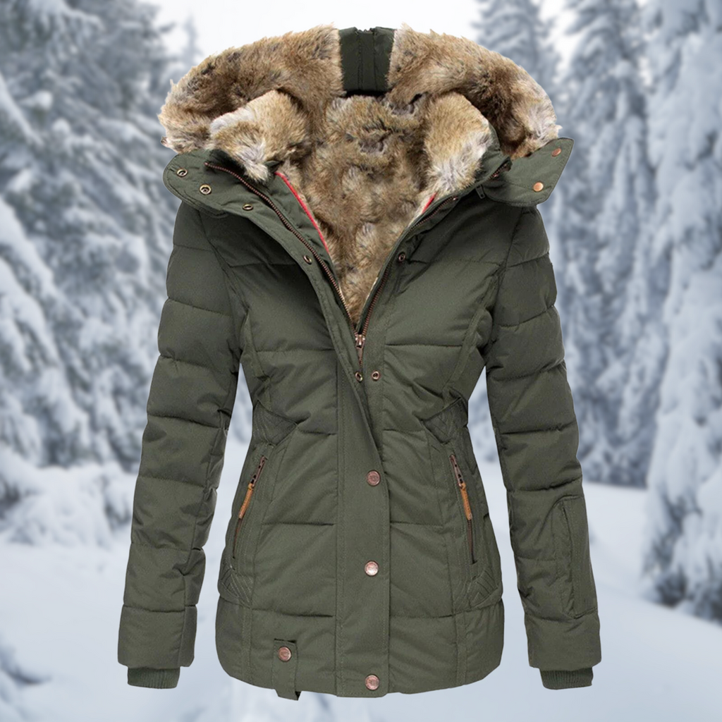 Women's Fleece Lined Hooded Jacket – Fur Hood Cold Weather Winter Coat