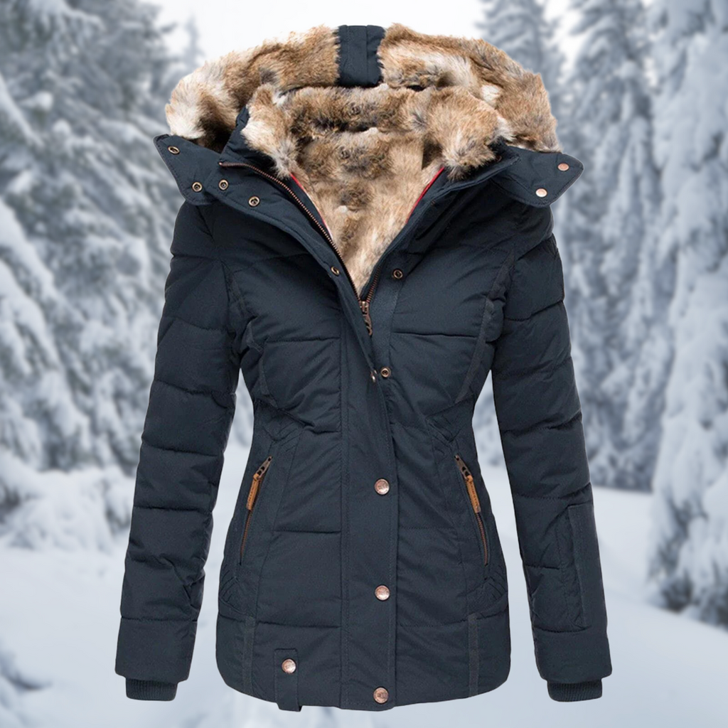 Women's Fleece Lined Hooded Jacket – Fur Hood Cold Weather Winter Coat