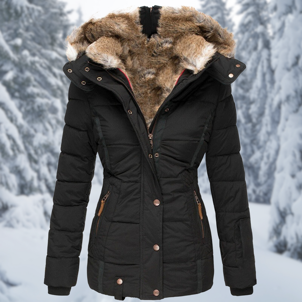 Women's Fleece Lined Hooded Jacket – Fur Hood Cold Weather Winter Coat