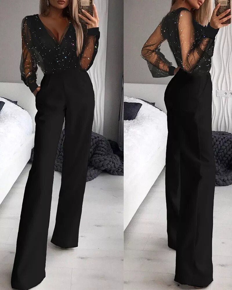 Women's Casual Wide Leg Jumpsuit – Relaxed Full Length Everyday Jumpsuit