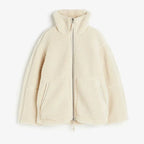 Women's Stand Collar Fleece Jacket – Oversized Zip-Up Winter Jacket