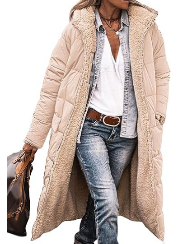 Women's Reversible Hooded Winter Coat – Teddy Lined Long Cold Weather Coat