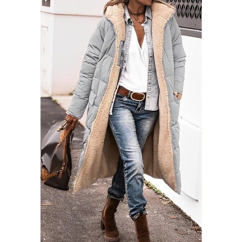 Women's Reversible Hooded Winter Coat – Teddy Lined Long Cold Weather Coat