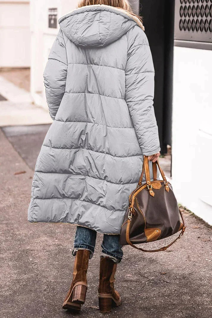 Women's Reversible Hooded Winter Coat – Teddy Lined Long Cold Weather Coat