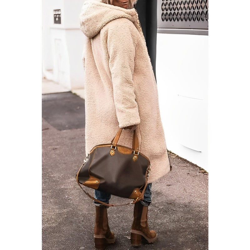 Women's Reversible Hooded Winter Coat – Teddy Lined Long Cold Weather Coat