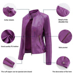 Women's Mao Collar Jacket – Faux Leather Zip-Up Jacket