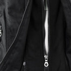 Women's Hooded Faux Leather Jacket – Ribbed Zip-Up Moto Jacket