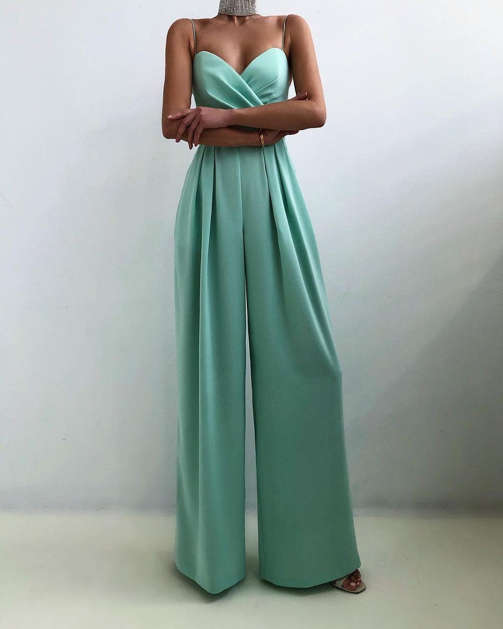 Women's Sleeveless Formal Jumpsuit – Flowy Wide Leg Evening Jumpsuit