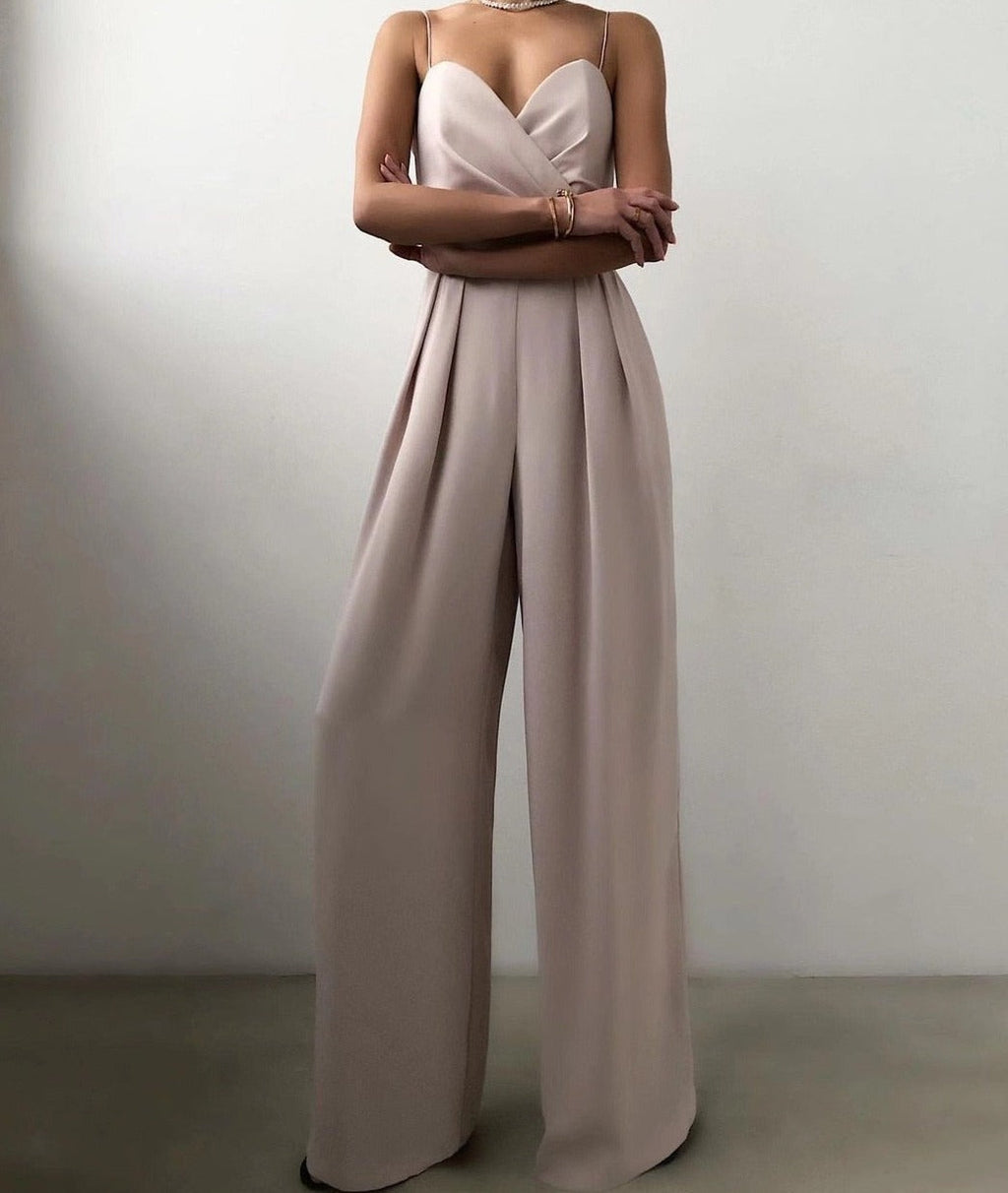 Women's Sleeveless Formal Jumpsuit – Flowy Wide Leg Evening Jumpsuit