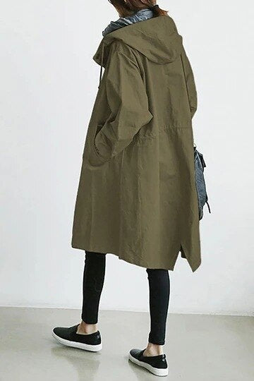 Women's Lightweight Hooded Trench Coat – Longline Transitional Jacket