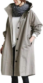 Women's Lightweight Hooded Trench Coat – Longline Transitional Jacket