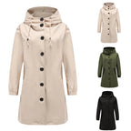 Women's Lightweight Hooded Trench Coat – Longline Transitional Jacket