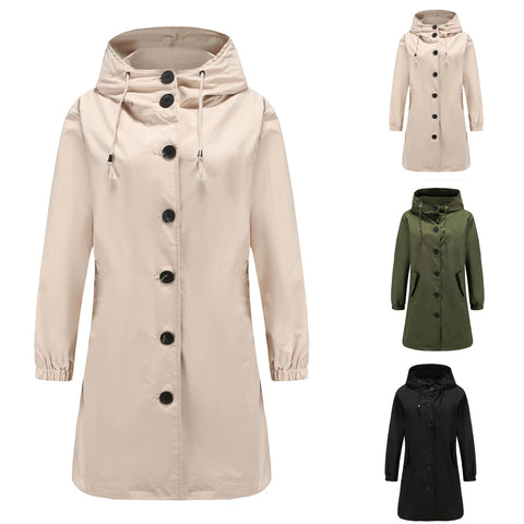 Women's Lightweight Hooded Trench Coat – Longline Transitional Jacket