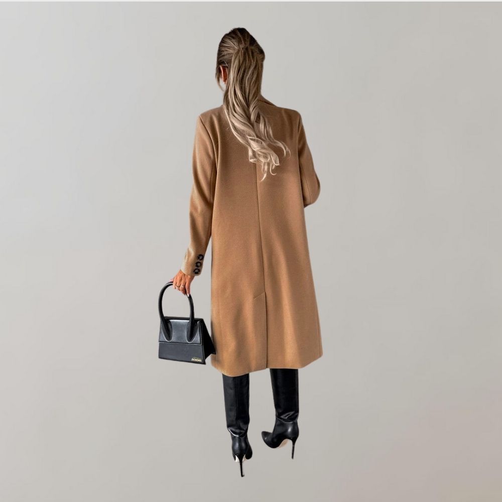 Women's Classic Long Overcoat – Relaxed Button Front Coat