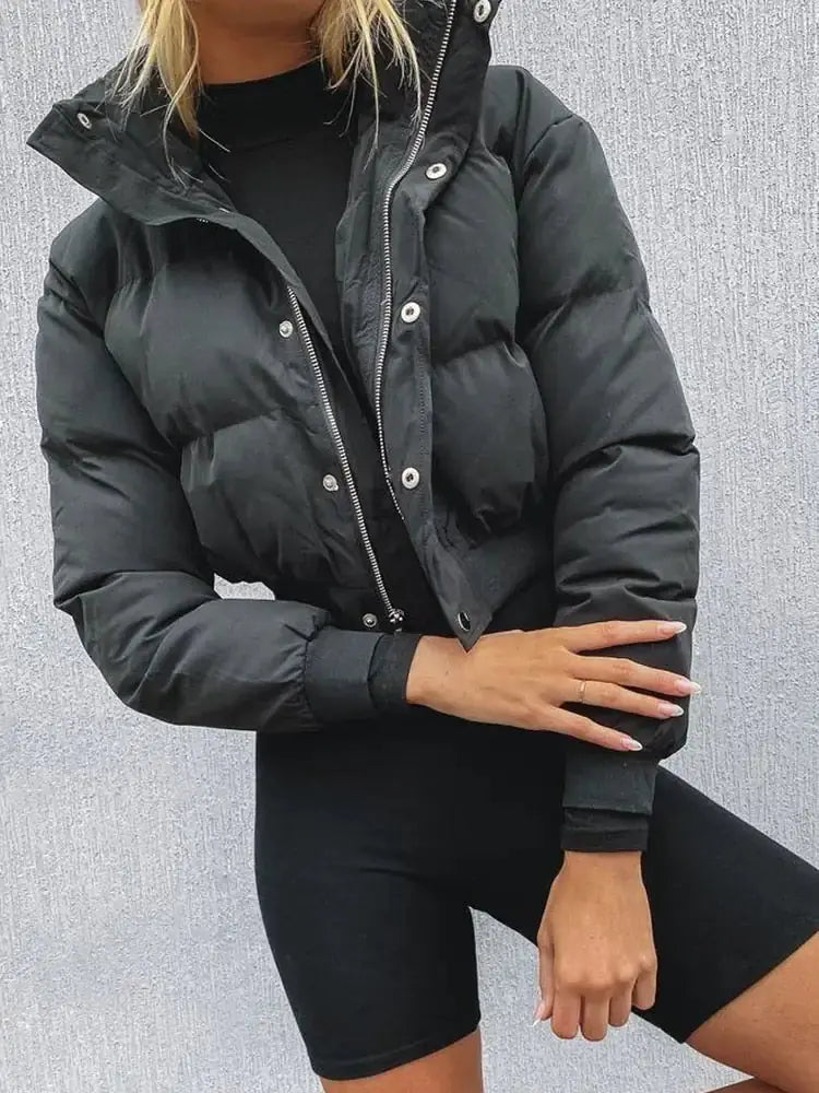 Women's Cropped Puffer Jacket – Boxy Quilted Winter Jacket