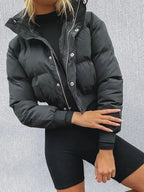 Women's Cropped Puffer Jacket – Boxy Quilted Winter Jacket