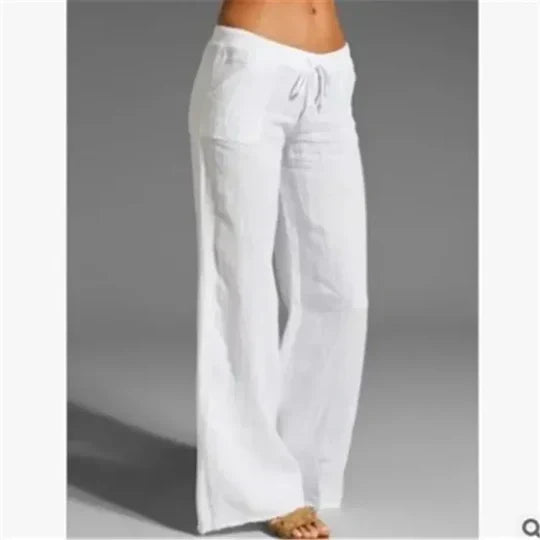 Women's Relaxed Linen Pants – Casual Wide Leg Pants