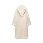 Women's Plush Teddy Coat – Long Lapel Button Front Winter Coat