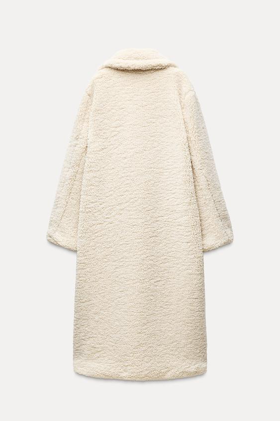 Women's Plush Teddy Coat – Long Lapel Button Front Winter Coat