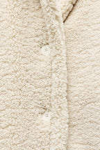 Women's Plush Teddy Coat – Long Lapel Button Front Winter Coat