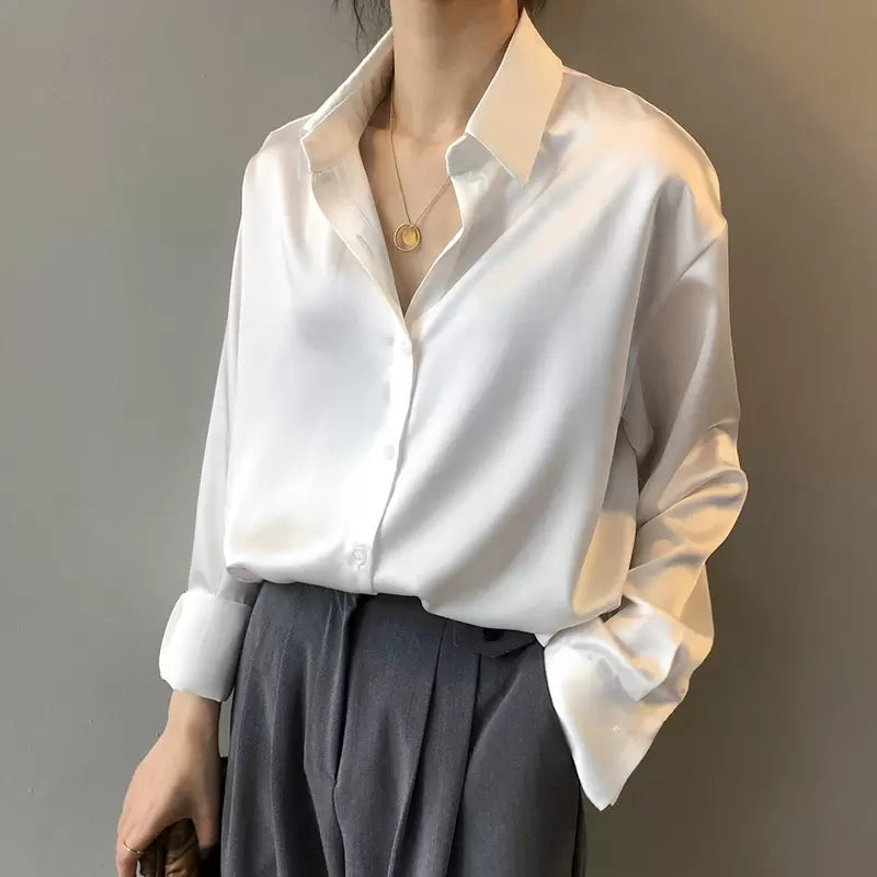 Women's Button Front Blouse – Classic Long Sleeve Shirt Blouse