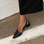 Women's Block Heel Pumps with Rounded Toe and Slip-On Design