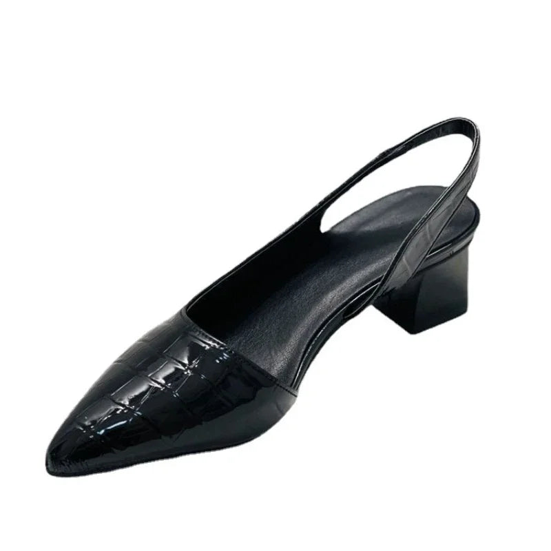 Women's Block Heel Pumps with Rounded Toe and Slip-On Design