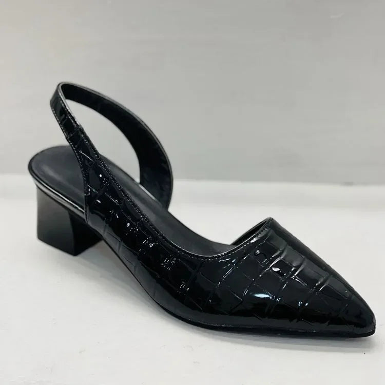 Women's Block Heel Pumps with Rounded Toe and Slip-On Design