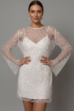 Women's Mesh Mini Dress – Long Sleeve Party Dress